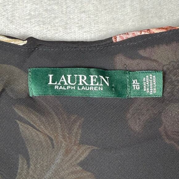 Lauren‎ Ralph Lauren Georgette Top XL Printed Flutter Sleeve - Picture 4 of 11